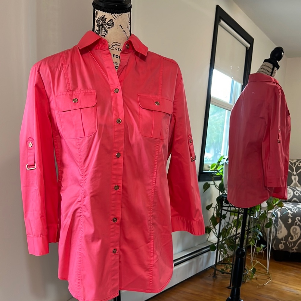 New York & Co. salmon color button down casual top